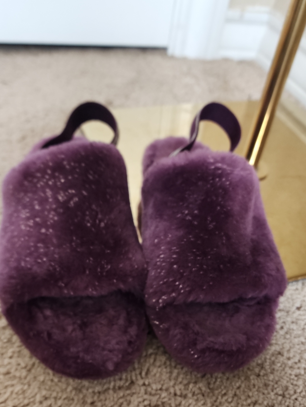 UGG Womens' Purple Fuzz Slide Sandals - Picture 3 of 4